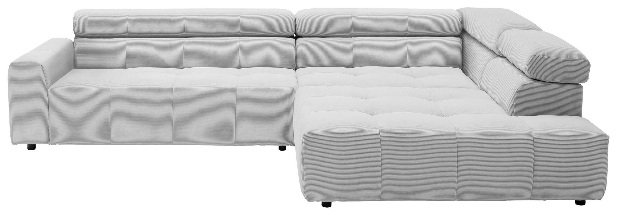 ECKSOFA Hellgrau Feincord  - Hellgrau/Schwarz, KONVENTIONELL, Kunststoff/Textil (311/219cm) - Hom`in