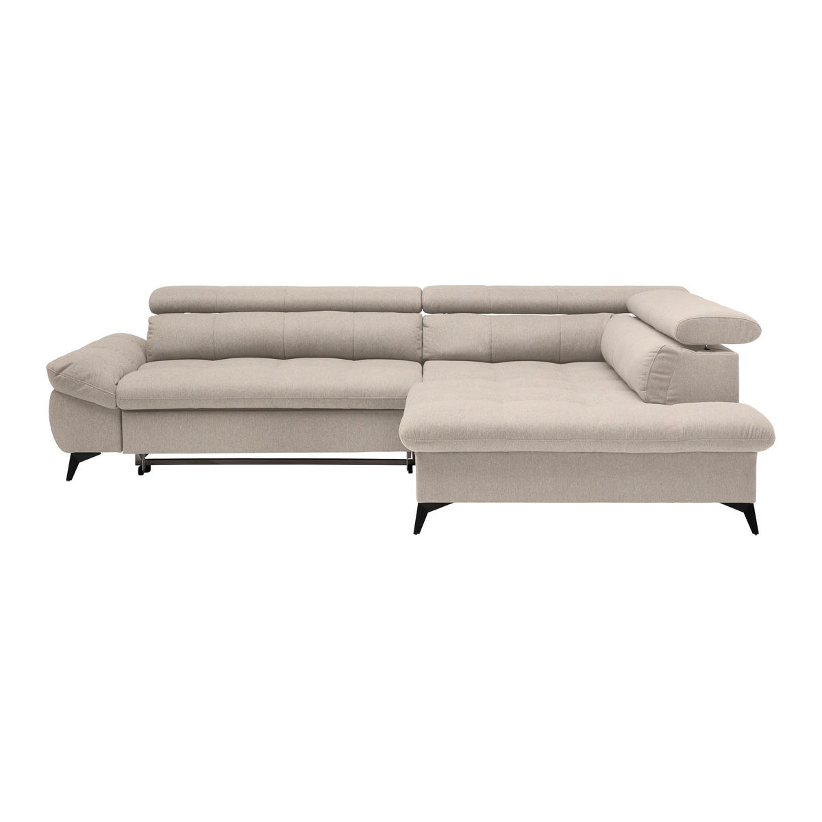 ECKSOFA Chenille Beige  - Beige/Schwarz, Modern, Textil/Metall (296/201cm) - Livetastic