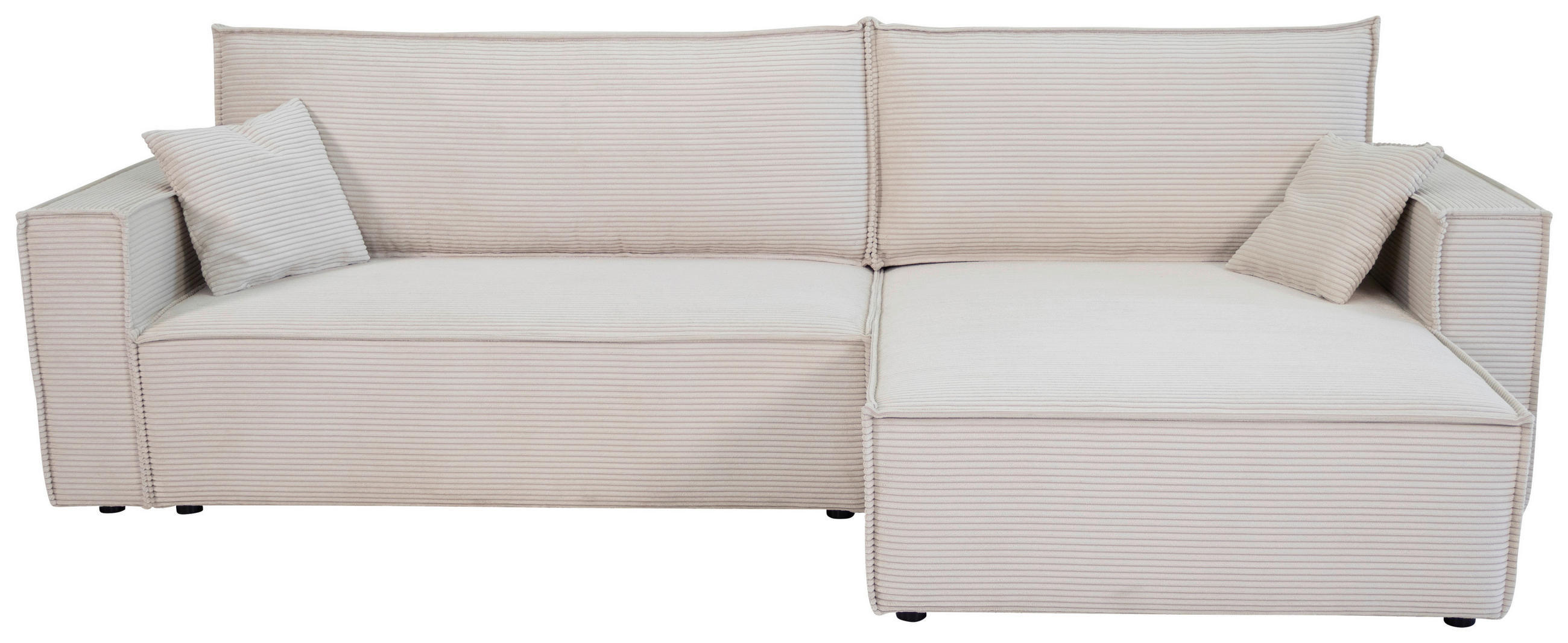 ECKSOFA inkl. Funktionen Creme Cord  - Creme/Schwarz, Design, Textil (267/141cm) - Xora