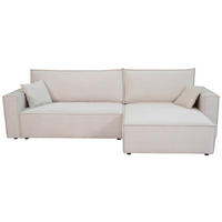 ECKSOFA inkl. Funktionen Creme Cord  - Creme/Schwarz, Design, Textil (267/141cm) - Xora
