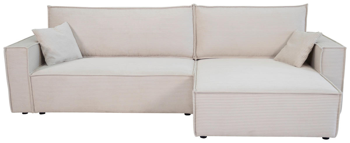 ECKSOFA inkl. Funktionen Creme Cord  - Creme/Schwarz, Design, Textil (267/141cm) - Xora