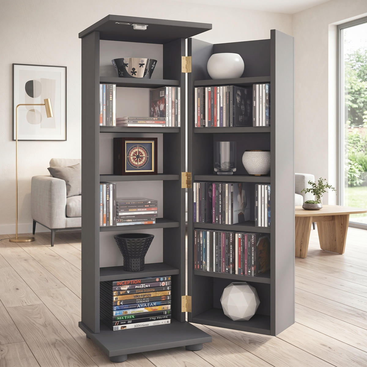 CD-REGAL Anthrazit  - Anthrazit/Schwarz, Design, Holzwerkstoff/Kunststoff (31/93/31cm) - MID.YOU
