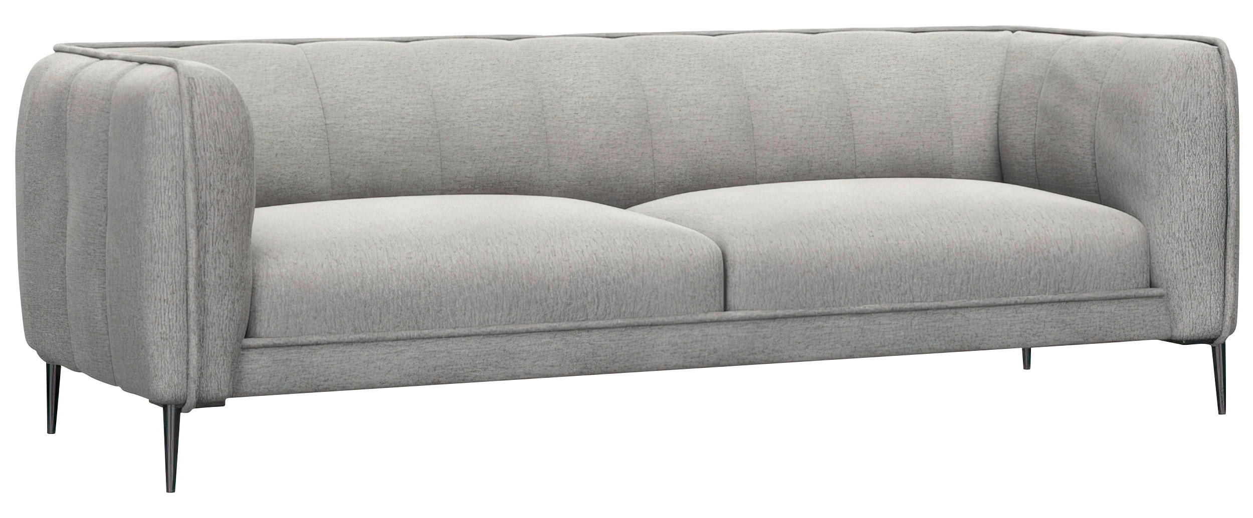 3-SITZER-SOFA Chenille, Webstoff, Flachgewebe Grau  - Schwarz/Grau, Design, Holz/Textil (209/75/91cm) - Livetastic