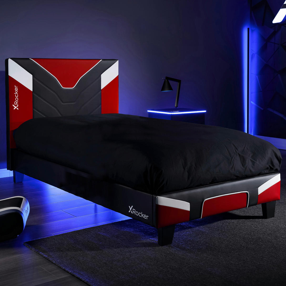 BETT 90/190 cm  in Rot, Schwarz, Weiß  - Rot/Schwarz, MODERN, Holzwerkstoff/Kunststoff (90/190cm) - X Rocker