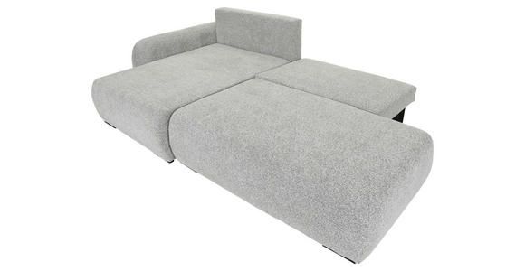 ECKSOFA Grau Flachgewebe Zierkissen, Rückenkissen, Bettkasten, Schlaffunktion, Rücken echt, Liegefläche im Originalstoff  - Schwarz/Grau, KONVENTIONELL, Kunststoff/Textil (145/260cm) - Carryhome