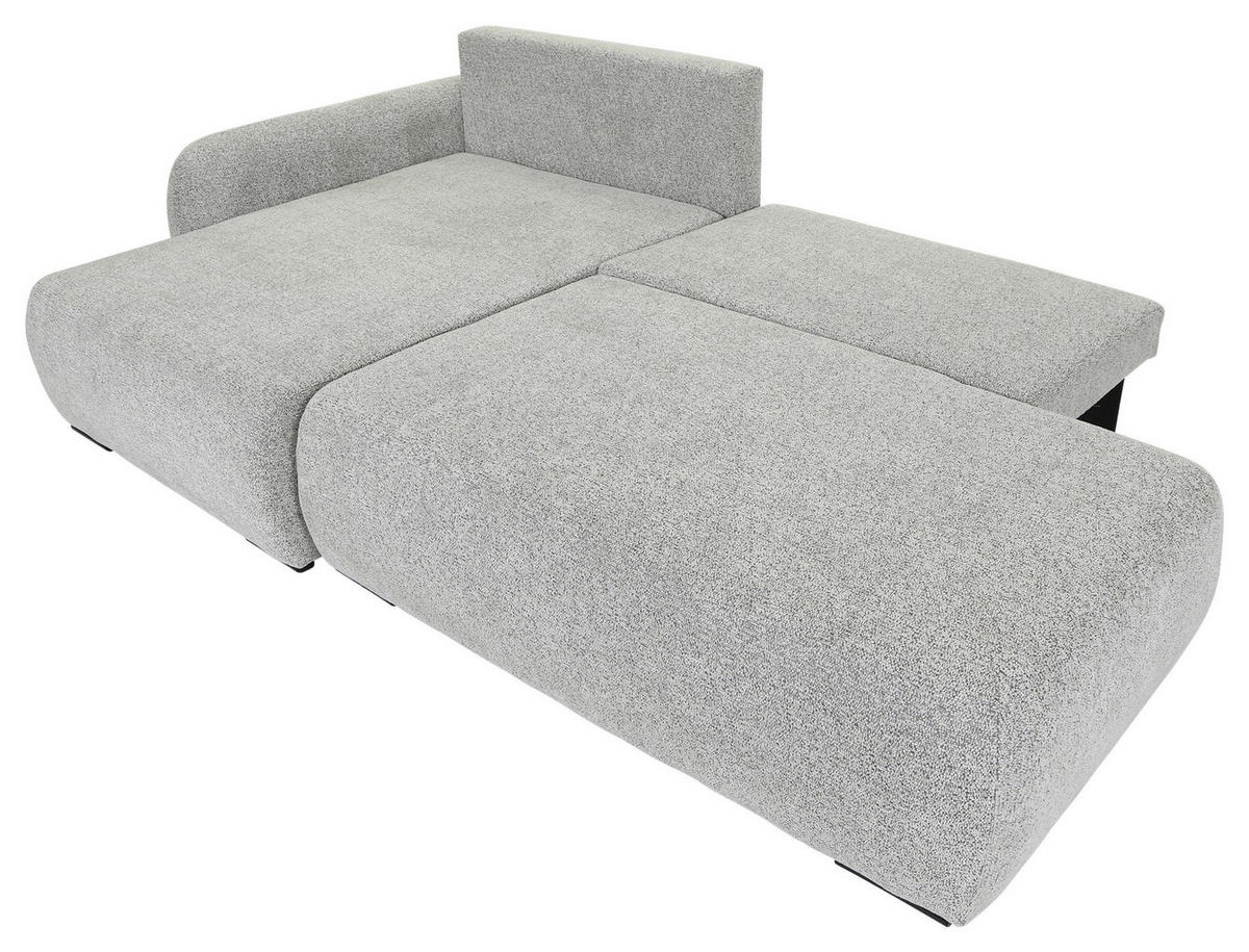 ECKSOFA Grau Flachgewebe Zierkissen, Rückenkissen, Bettkasten, Schlaffunktion, Rücken echt, Liegefläche im Originalstoff  - Schwarz/Grau, KONVENTIONELL, Kunststoff/Textil (145/260cm) - Carryhome
