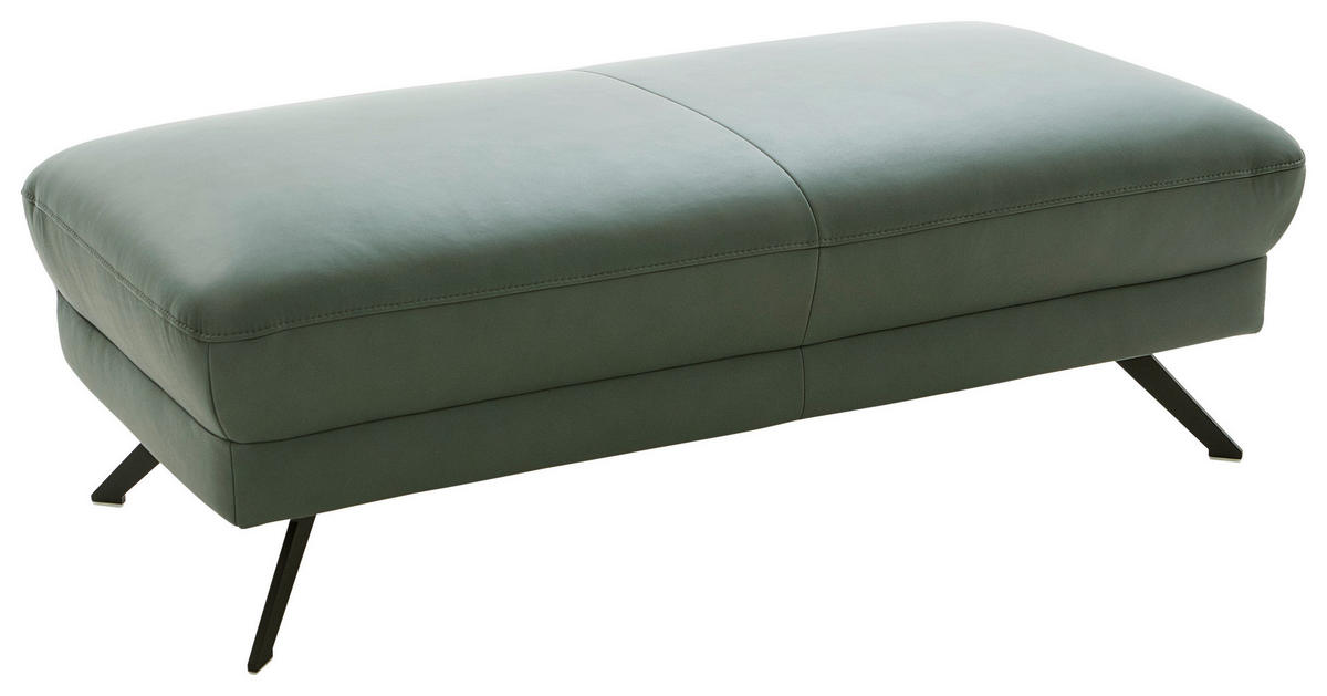 ECKSOFA Opal Echtleder  - Opal/Schwarz, Design, Leder/Metall (332/193cm) - Dieter Knoll