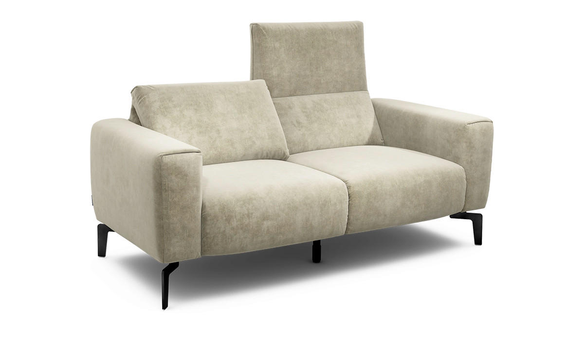 2-SITZER-SOFA Samt Naturfarben  - Schwarz/Naturfarben, Design, Textil/Metall (180/86/86-94cm) - SENSOO