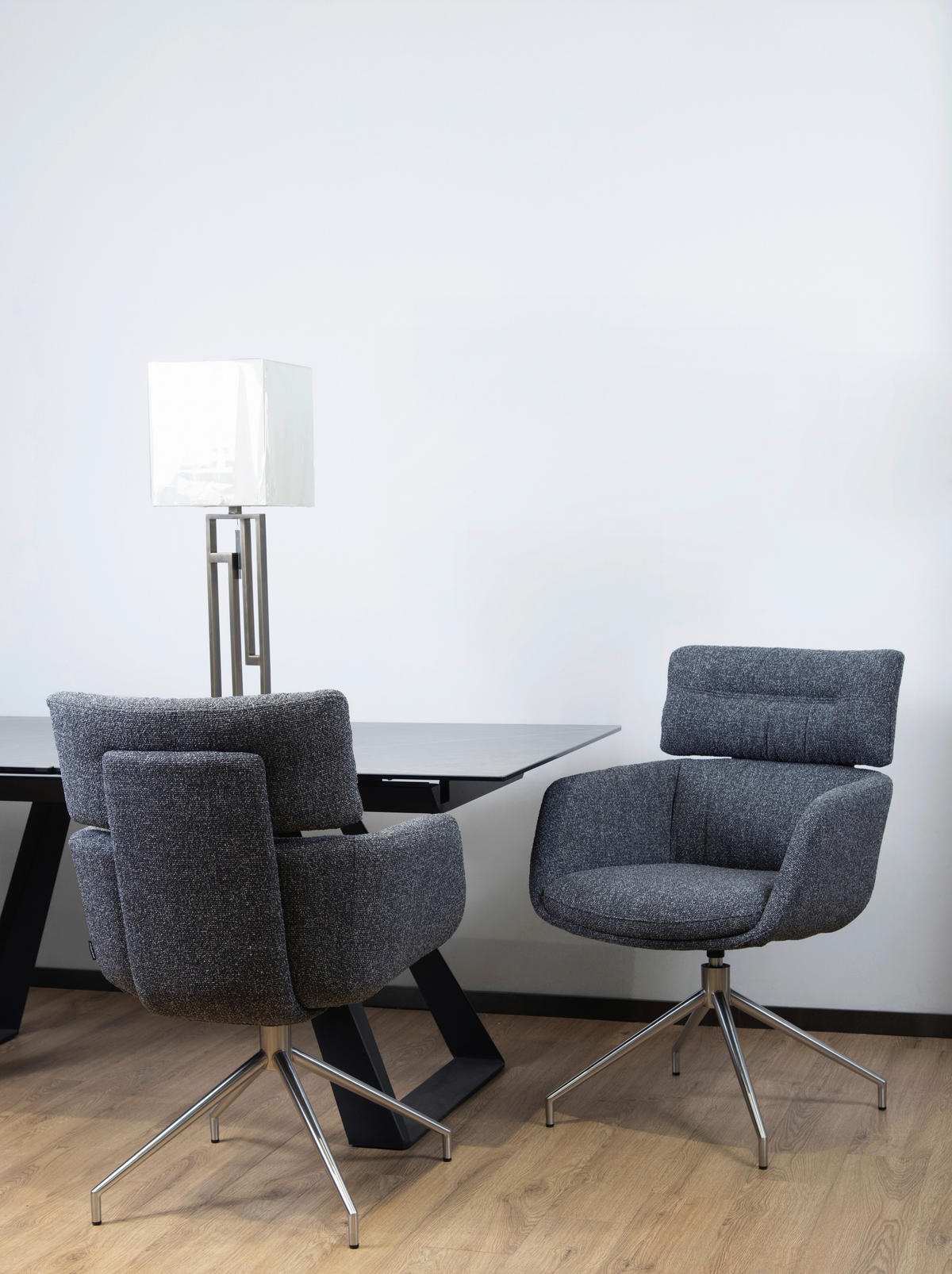 ARMLEHNSTUHL  Sitzfläche 360° drehbar, automatische Rückholfunktion Webstoff  Edelstahlfarben, Dunkelgrau  - Edelstahlfarben/Dunkelgrau, Design, Textil/Metall (62/92/66cm) - Dieter Knoll