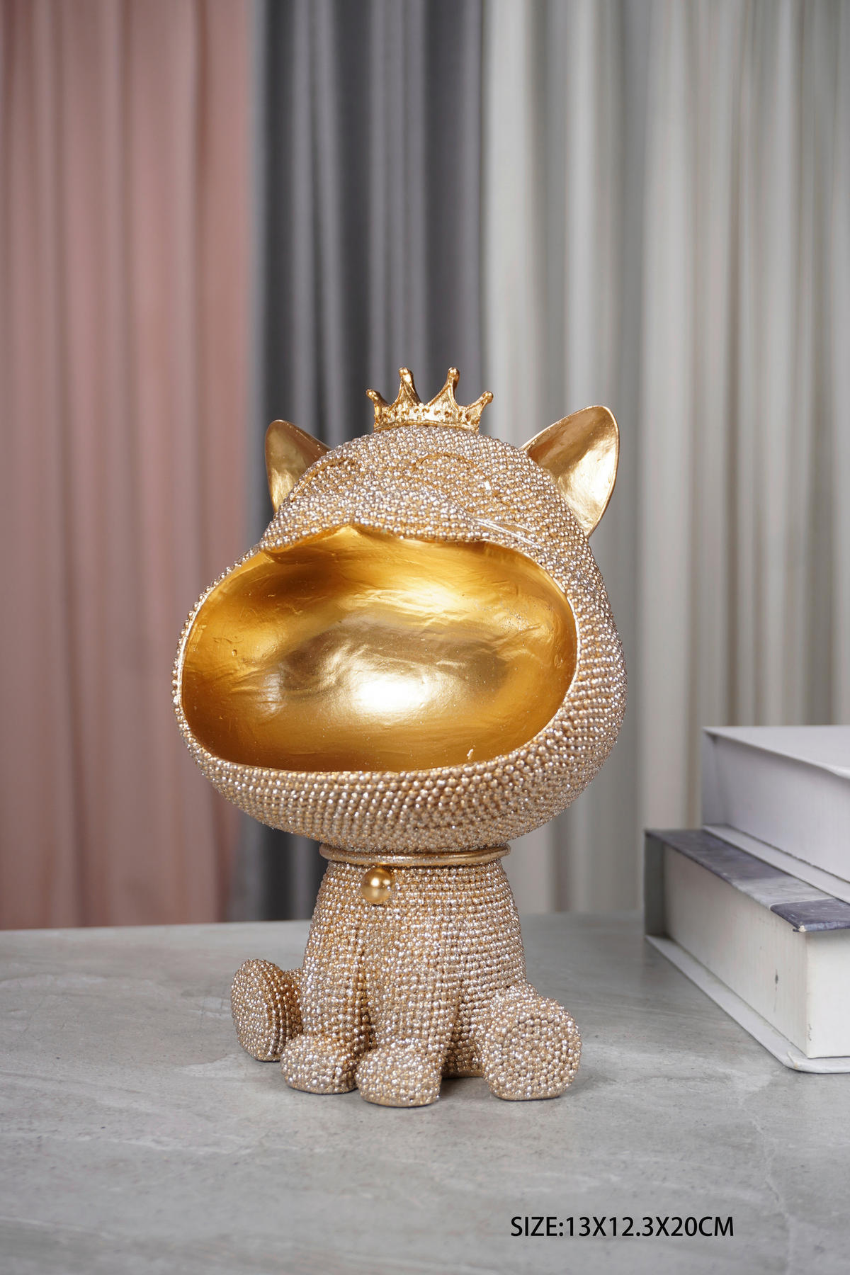 DEKOR ÁLLATFIGURA - aranyszínű, Basics, műanyag (20/13/13cm)