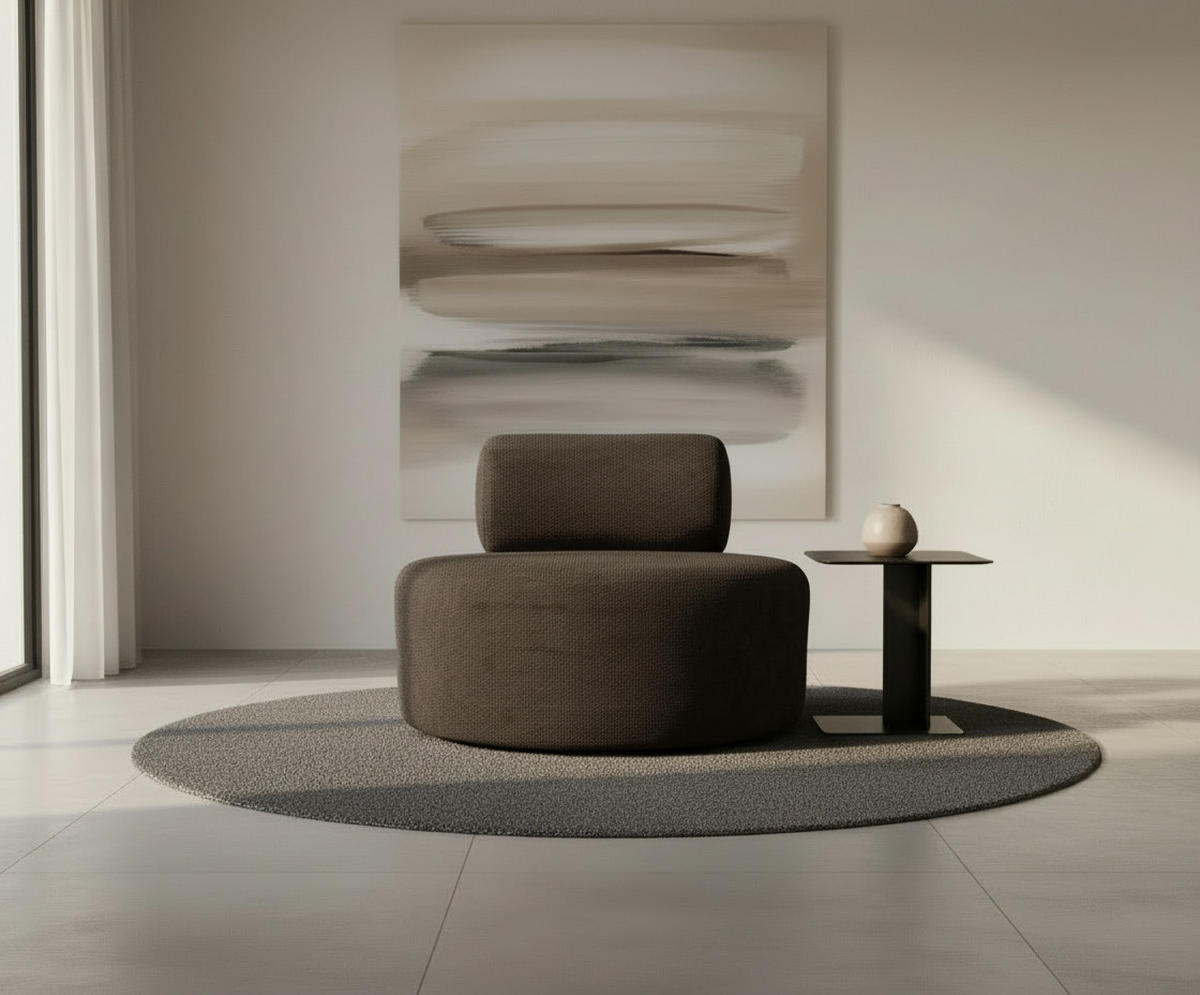 SESSEL in Struktur Mokka  - Schwarz/Mokka, Basics, Textil/Metall (88/70/88cm) - Livetastic