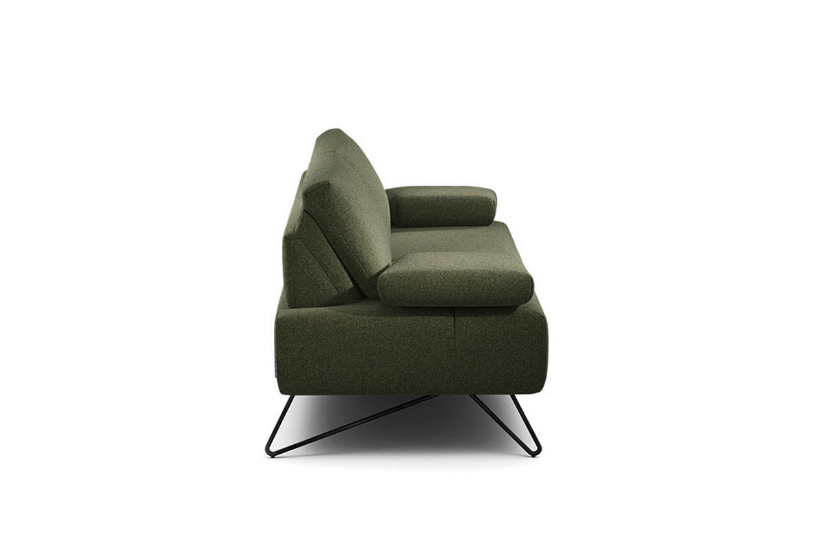 2-SITZER-SOFA in Chenille Waldgrün  - Waldgrün/Schwarz, Design, Textil/Metall (164-194/85/86-94cm) - SENSOO