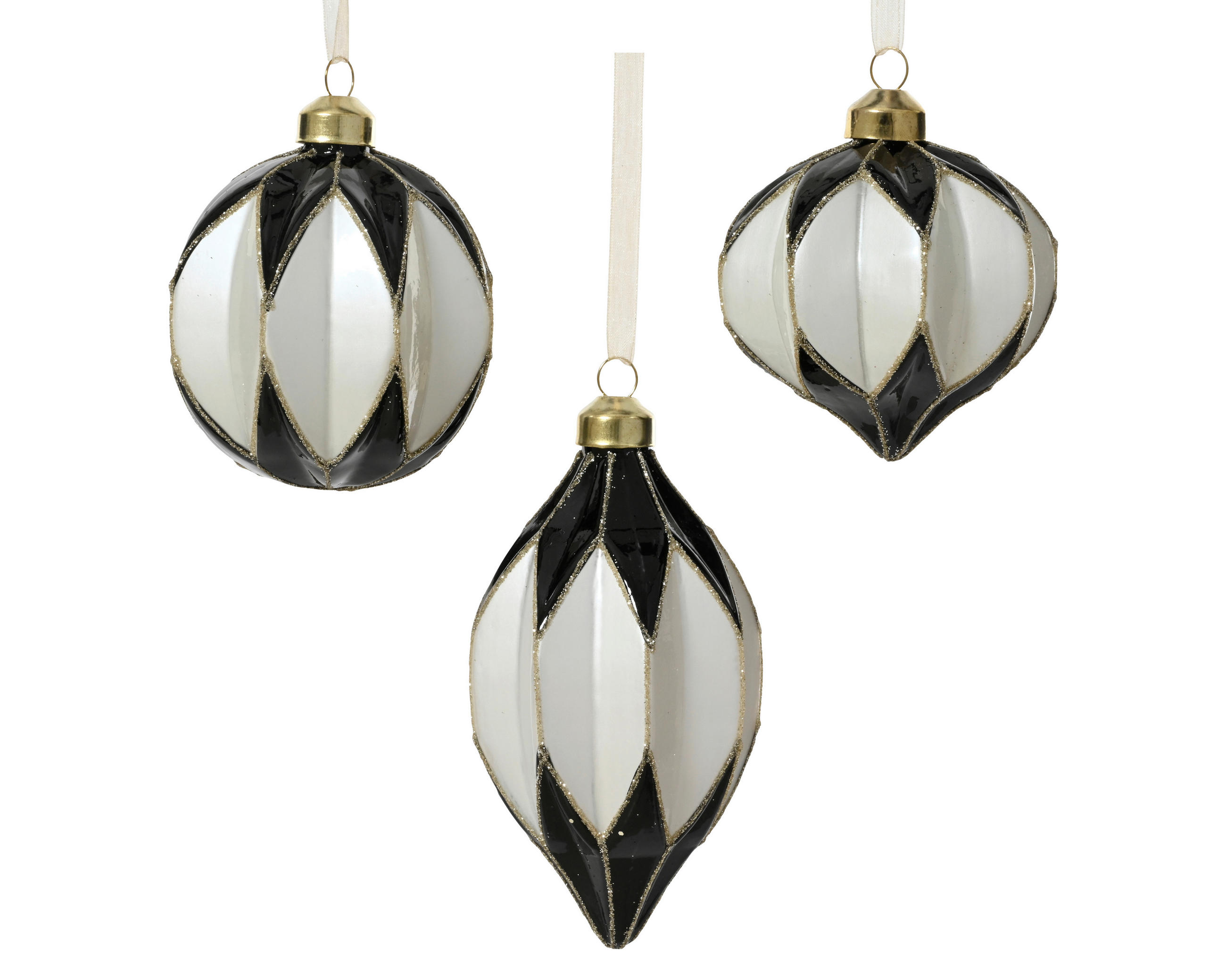 CHRISTBAUMKUGEL 8/8/8 cm  - Schwarz/Weiß, LIFESTYLE, Glas (8/8/8cm)