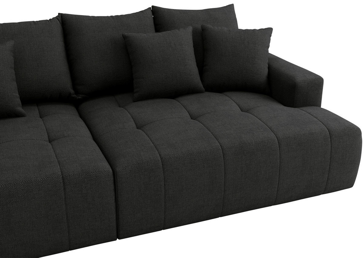 BIGSOFA ADELE Chenille Schwarz  - Schwarz, Design, Kunststoff/Textil (270/85/136cm) - Livetastic