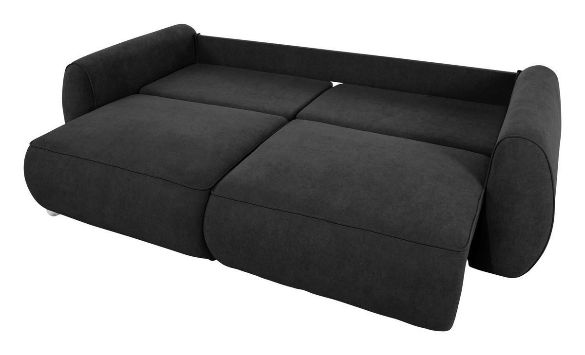 SCHLAFSOFA Chenille Graphitfarben  inkl. Zierkissen, Rückenkissen, Bettkasten, Schlaffunktion, Rücken echt, Liegefläche im Originalstoff  - Schwarz/Graphitfarben, KONVENTIONELL, Kunststoff/Textil (257/96/110cm) - Milino