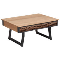 COUCHTISCH Kerneiche vollmassiv 105/75/47 cm rechteckig Anthrazit, Eichefarben  - Eichefarben/Anthrazit, Design, Holz/Metall (105/75/47cm) - Valnatura