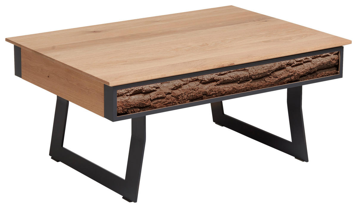 COUCHTISCH Kerneiche vollmassiv 105/75/47 cm rechteckig Anthrazit, Eichefarben  - Eichefarben/Anthrazit, Design, Holz/Metall (105/75/47cm) - Valnatura