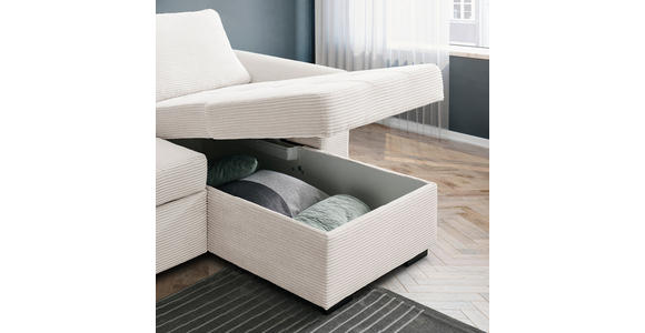 ECKSOFA Creme Cord, Velours  - Creme/Schwarz, Design, Kunststoff/Textil (155/243cm) - Xora