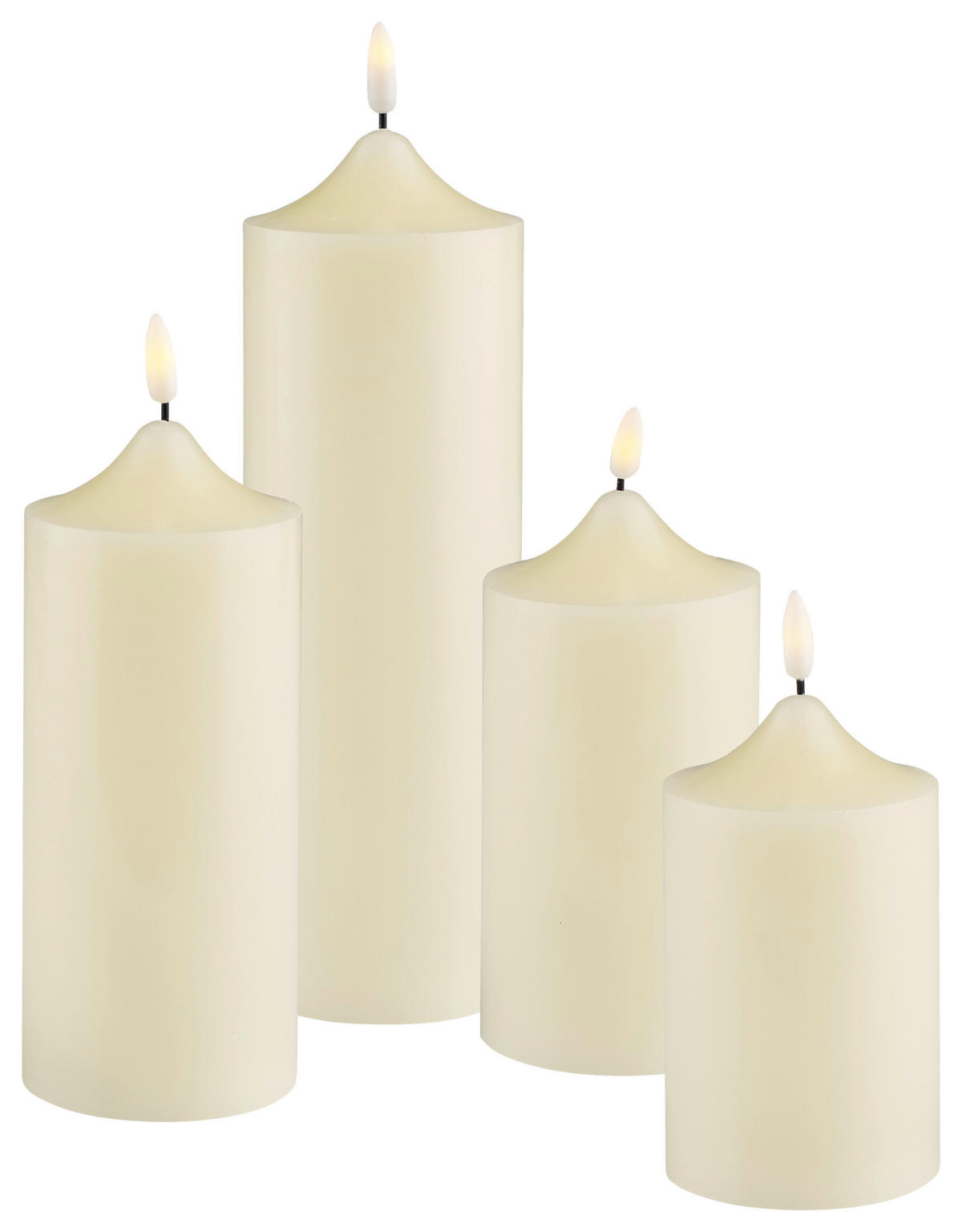 LED-KERZENSET  - Creme, KONVENTIONELL, Naturmaterialien - X-Mas