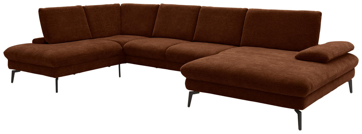 WOHNLANDSCHAFT in Webstoff Rostfarben  - Rostfarben/Schwarz, Design, Textil/Metall (208/354/157cm) - Dieter Knoll