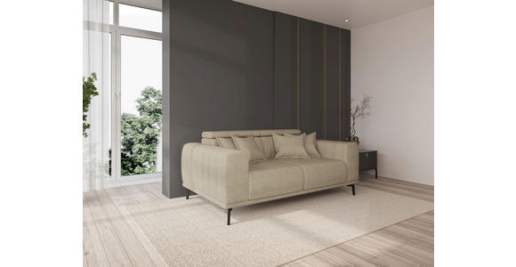 2-SITZER-SOFA  in Webstoff Beige  - Beige/Schwarz, KONVENTIONELL, Textil/Metall (200/80/113cm) - Carryhome