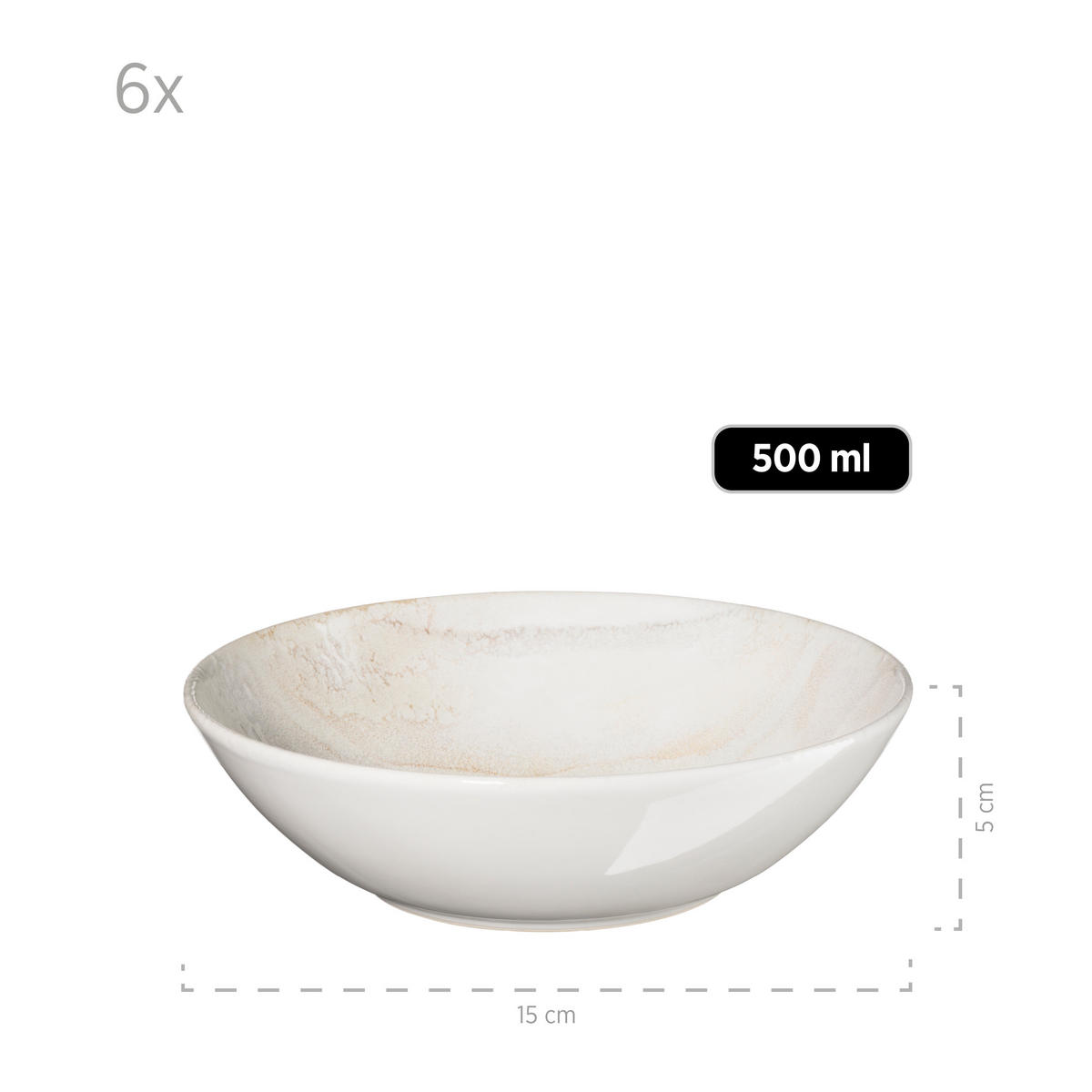 SALATSET  Ossia 7-teilig  - Beige, Basics, Keramik (35,5/36,5/31,5cm) - Mäser
