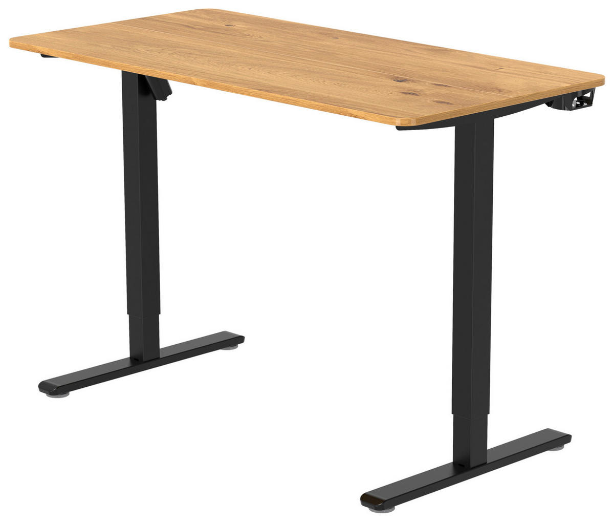 SCHREIBTISCH 120/60/70-115 cm Schwarz, Plankeneiche höhenverstellbar, Memoryschalter, Getränkehalter, Headsethalter elektrisch höhenverstellbar  - Plankeneiche/Schwarz, Modern, Holzwerkstoff/Kunststoff (120/60/70-115cm) - Livetastic