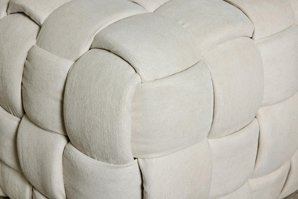 SITZBANK 118/43/50 cm Samt Creme Eukalyptusholz  - Creme, MODERN, Holz/Textil (118/43/50cm)