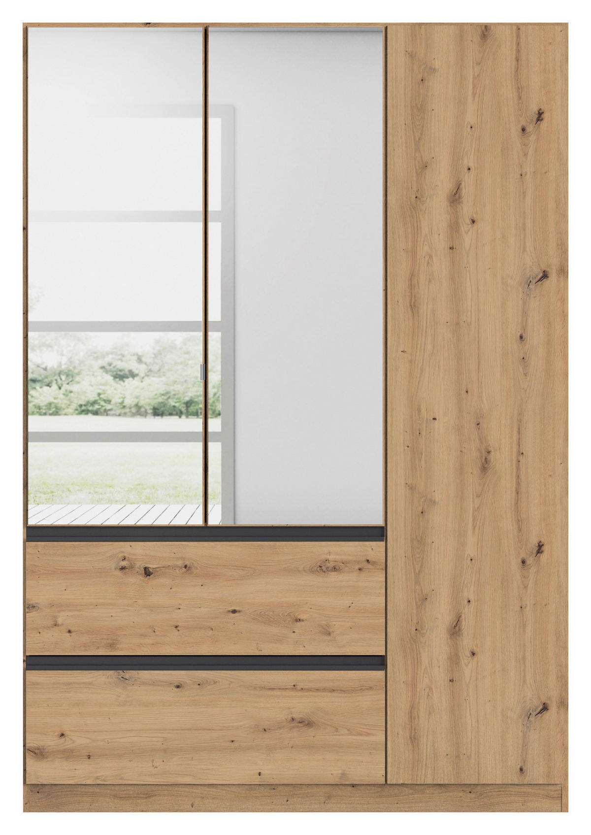 DREHTÜRENSCHRANK in Eiche Artisan  - Eiche Artisan/Grau, Modern, Holzwerkstoff (136/197/54cm) - Rauch Möbel