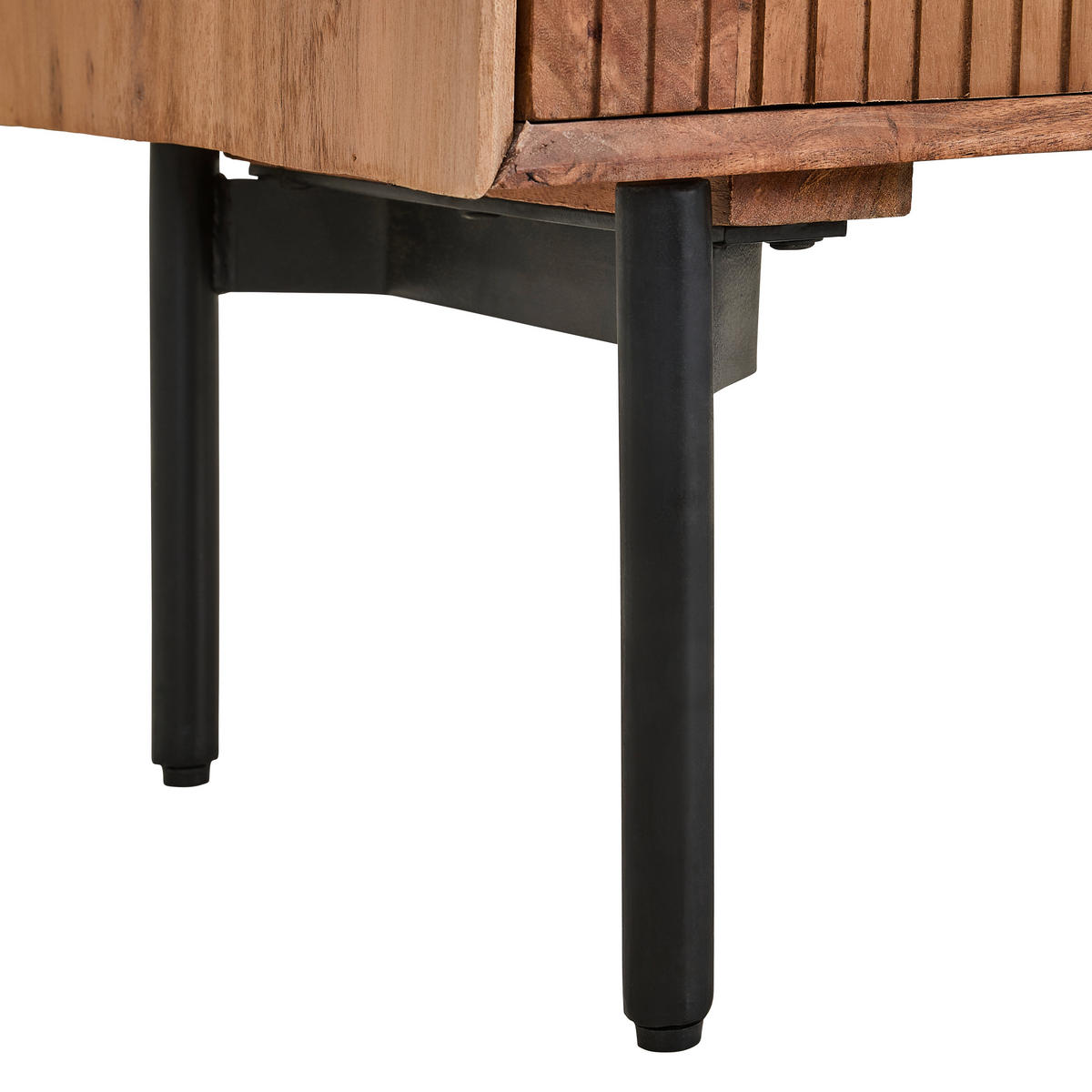 VITRINE Doha in furniert, massiv Akazie Naturfarben  - Transparent/Schwarz, KONVENTIONELL, Glas/Holz (55/200/42cm) - Livetastic