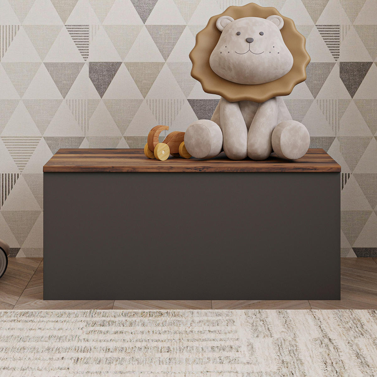 TRUHE - Eichefarben/Anthrazit, Design, Holz (45/45,5/90cm) - Livetastic