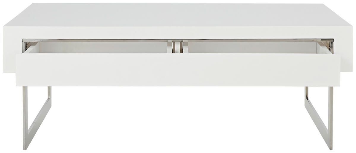 COUCHTISCH rechteckig Weiß, Weiß Hochglanz  - Chromfarben/Weiß Hochglanz, Basics, Holzwerkstoff/Metall (110/40/70cm) - MID.YOU