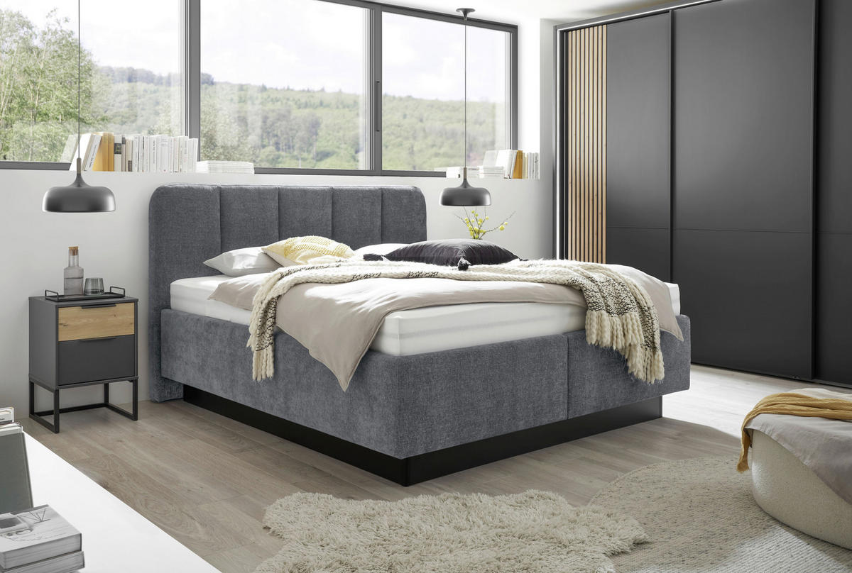 NACHTSCHRANK 40/61/43 cm  - Eiche Bianco/Schwarz, Design, Holzwerkstoff/Metall (40/61/43cm) - Musterring