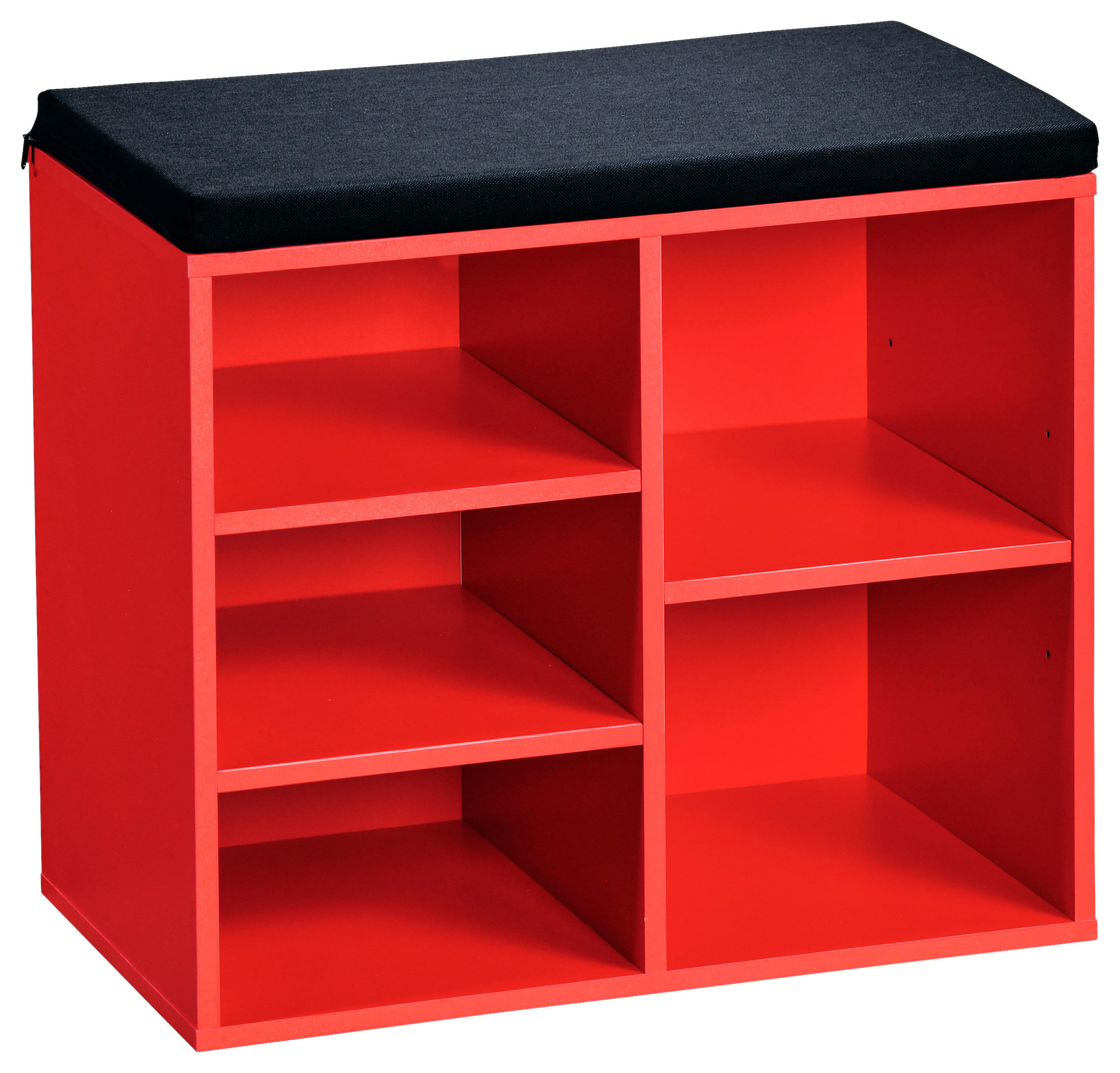 SCHUHREGAL Rot, Schwarz  - Rot/Schwarz, Basics, Holzwerkstoff/Textil (51,5/48/29,5cm) - Kesper