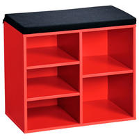SCHUHREGAL Rot, Schwarz  - Rot/Schwarz, Basics, Holzwerkstoff/Textil (51,5/48/29,5cm) - Kesper