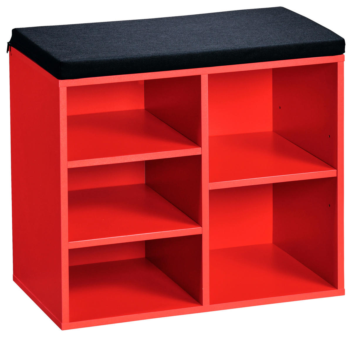 SCHUHREGAL Rot, Schwarz  - Rot/Schwarz, Basics, Holzwerkstoff/Textil (51,5/48/29,5cm) - Kesper