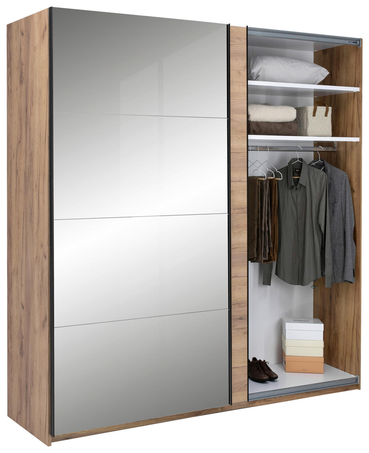SCHIEBETÜRENSCHRANK 200/210/62 cm 2-türig  - Eichefarben/Schwarz, MODERN, Holzwerkstoff/Metall (200/210/62cm) - MID.YOU
