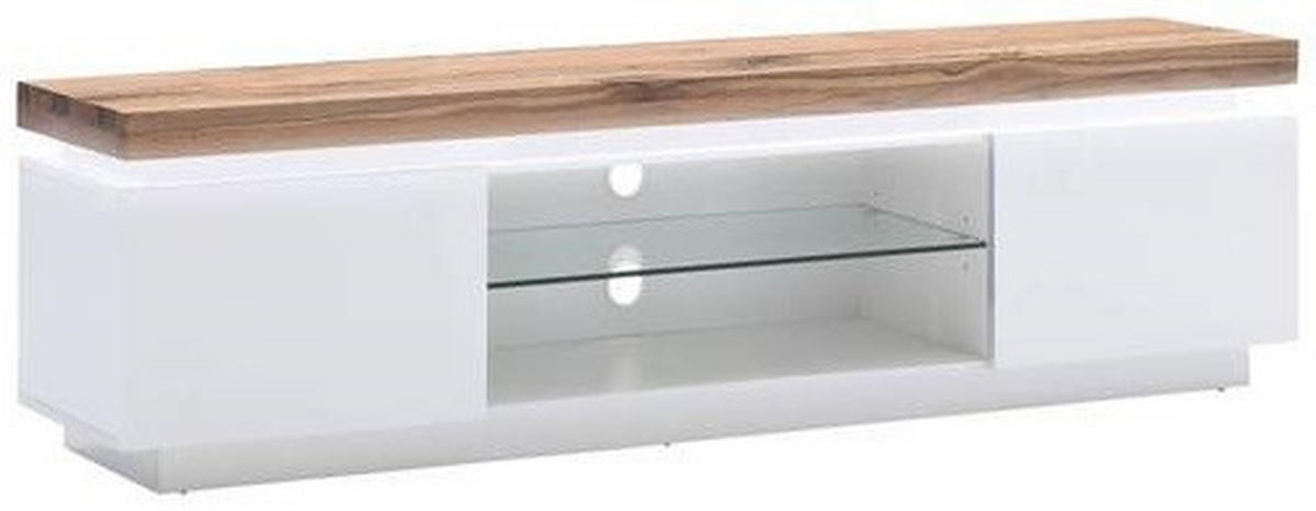 TV-ELEMENT 175/49/40 cm  - Weiss/Eichefarben, Design, Glas/Holz (175/49/40cm)