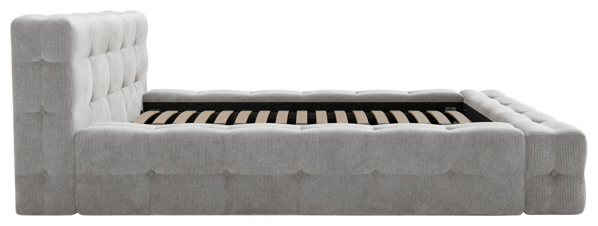 POLSTERBETT Lattenrost, Bettkasten 180/200 cm  in Hellgrau  - Hellgrau/Schwarz, Design, Holz/Textil (180/200cm) - Boxxx