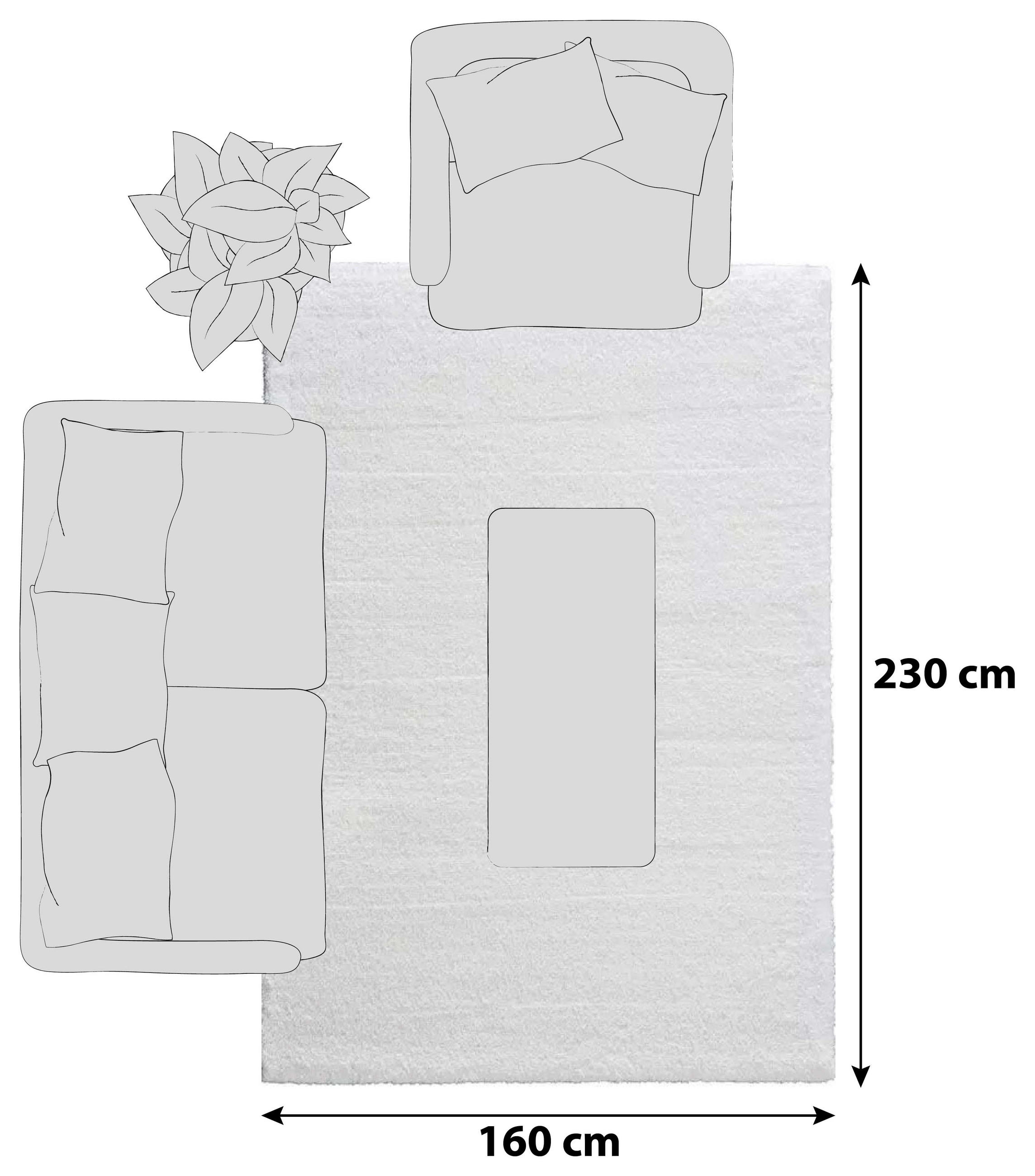 HOCHFLORTEPPICH 160/230 cm New Livorno Weiß  - Weiß, KONVENTIONELL, Textil (160/230cm) - Novel