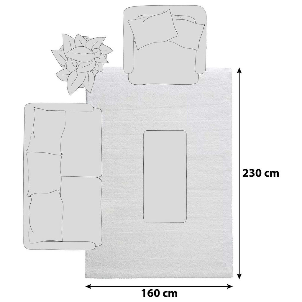 Thumbnail - Novel Hochflorteppich New Livorno, Weiß, Textil, rechteckig, 160x230 cm, für Fußbodenheizung geeignet, antistatisch, pfl...
