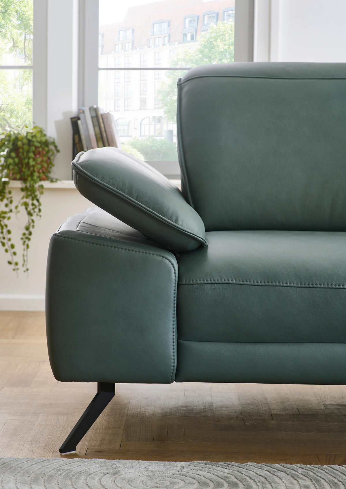 ECKSOFA Dieter Knoll Opal Echtleder  - Opal/Schwarz, Design, Leder/Metall (332/193cm) - Dieter Knoll