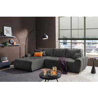 HÖRNBÄDDSOFFA 3-sits i chenille grafitfärgad  - grafitfärgad/svart, Basics, textil/plast (321/184cm) - Livetastic