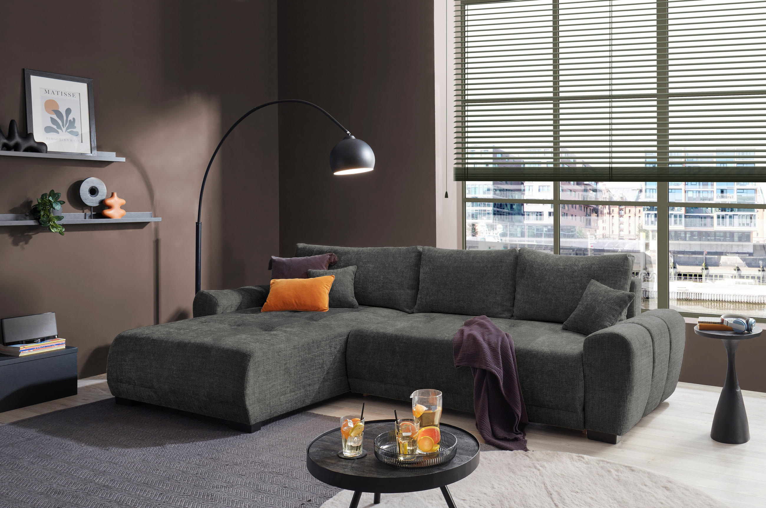 Livetastic Eckschlafsofa Bellingen Graphit 321x184 cm
