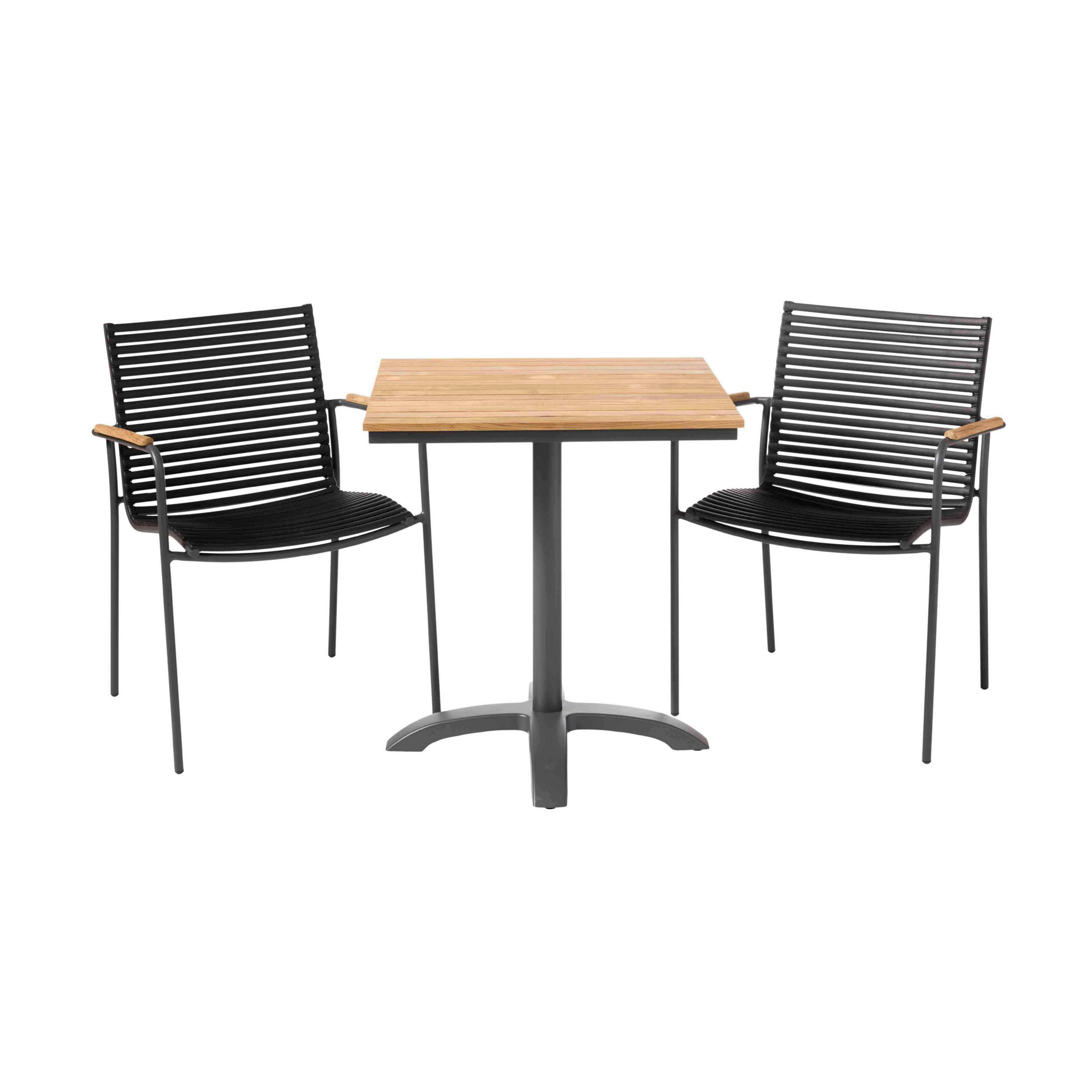 BALKONSET   - Anthrazit/Schwarz, Natur, Holz/Kunststoff (105/74/70cm) - Gardenson