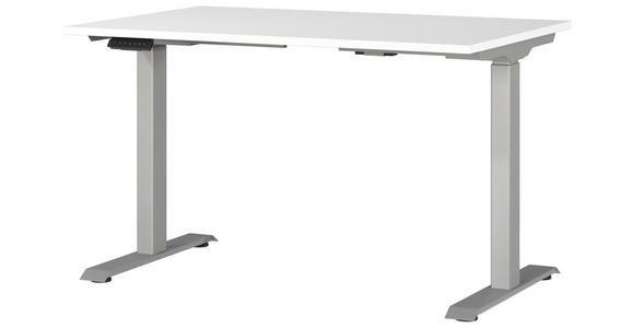 SCHREIBTISCH 120/80/72-118 cm in Silberfarben, Weiß - Silberfarben/Weiß, MODERN, Holzwerkstoff/Metall (120/80/72-118cm) - Novel