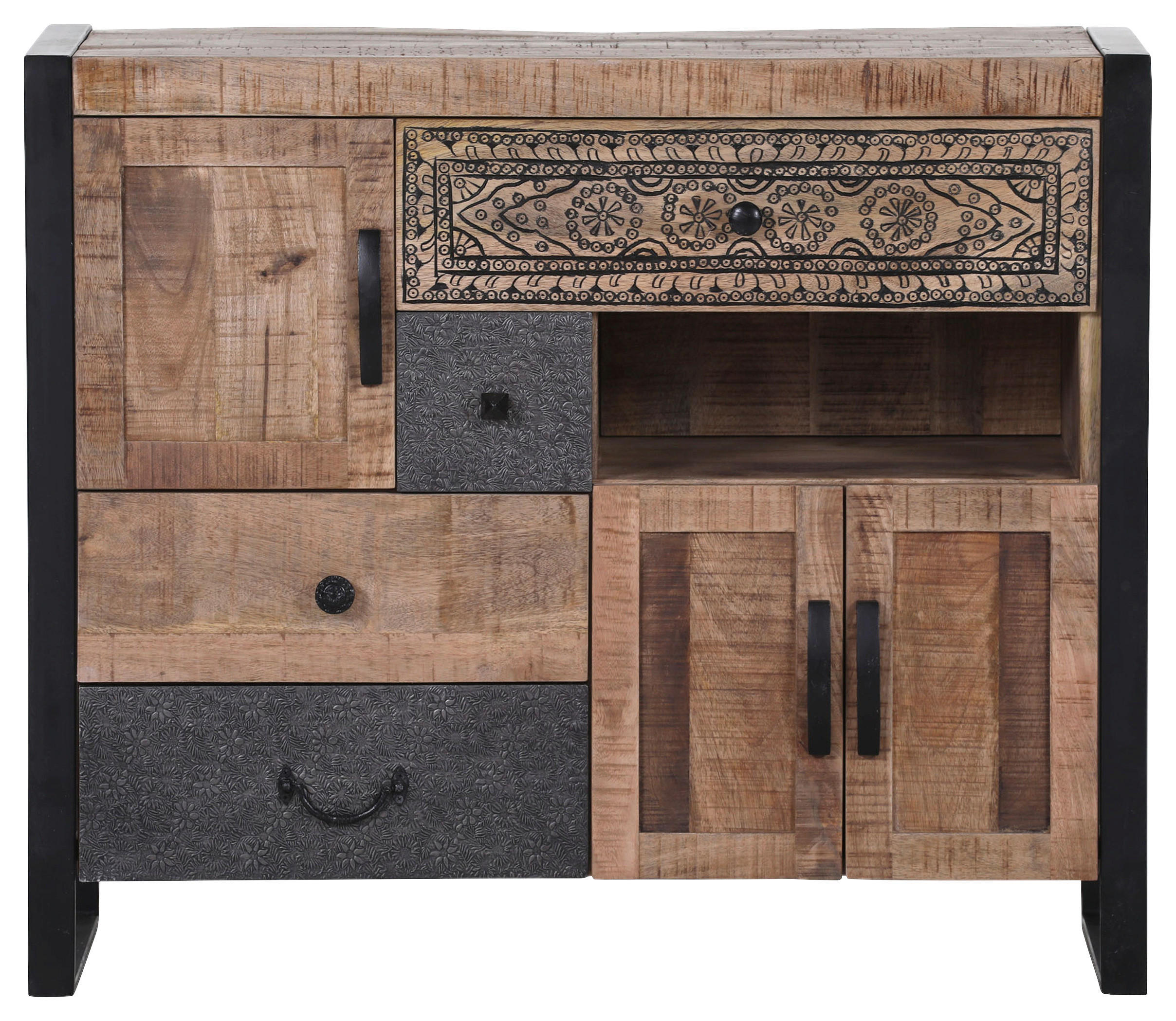 KOMMODE 95/80/43 cm  in Braun, Naturfarben, Schwarz  - Schwarz/Braun, Design, Holz/Holzwerkstoff (95/80/43cm) - Landscape