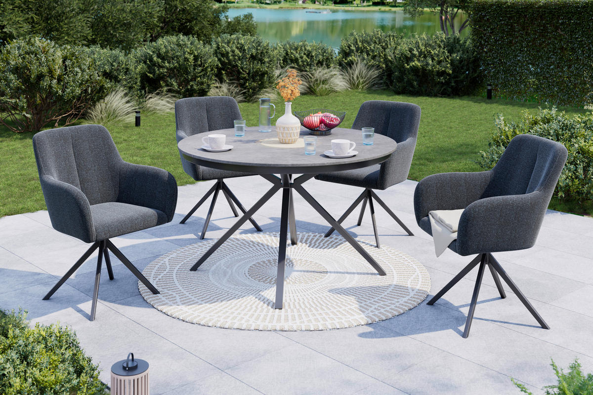GARTENSTUHL Metall, Textil Anthrazit, Dunkelgrau  - Dunkelgrau/Anthrazit, MODERN, Textil/Metall (62/87/62cm) - Ambia Garden