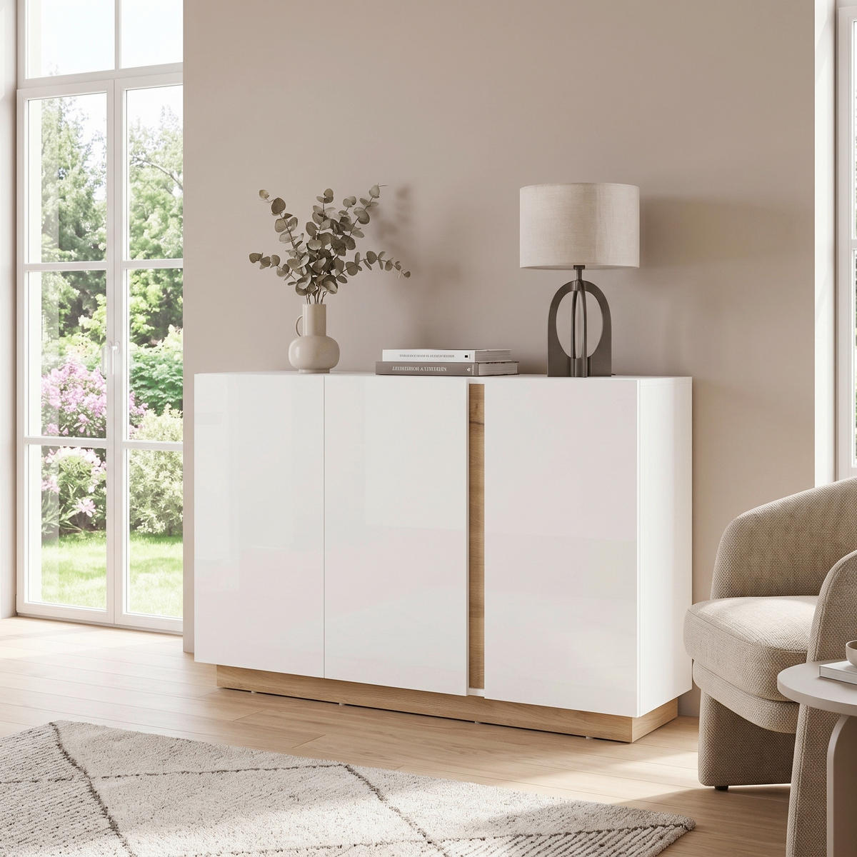 SIDEBOARD  138/91/40 cm  - Eichefarben/Weiß, Design, Holzwerkstoff (138/91/40cm) - MID.YOU
