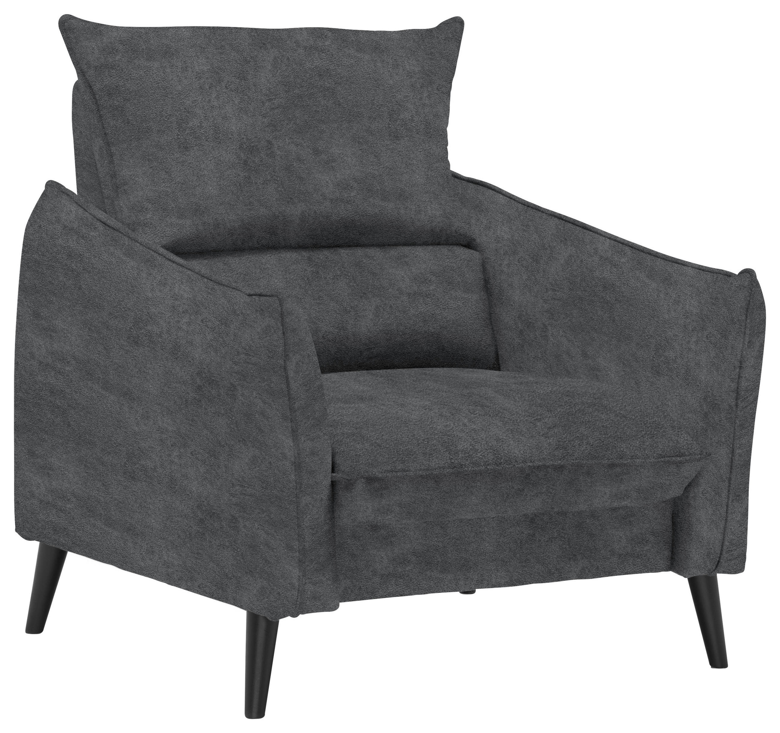 SESSEL in Velours Anthrazit  - Anthrazit/Schwarz, Design, Holz/Textil (96/98/100cm) - Carryhome